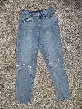 wild fable High-Rise Distressed Mom Jeans - Light Blue